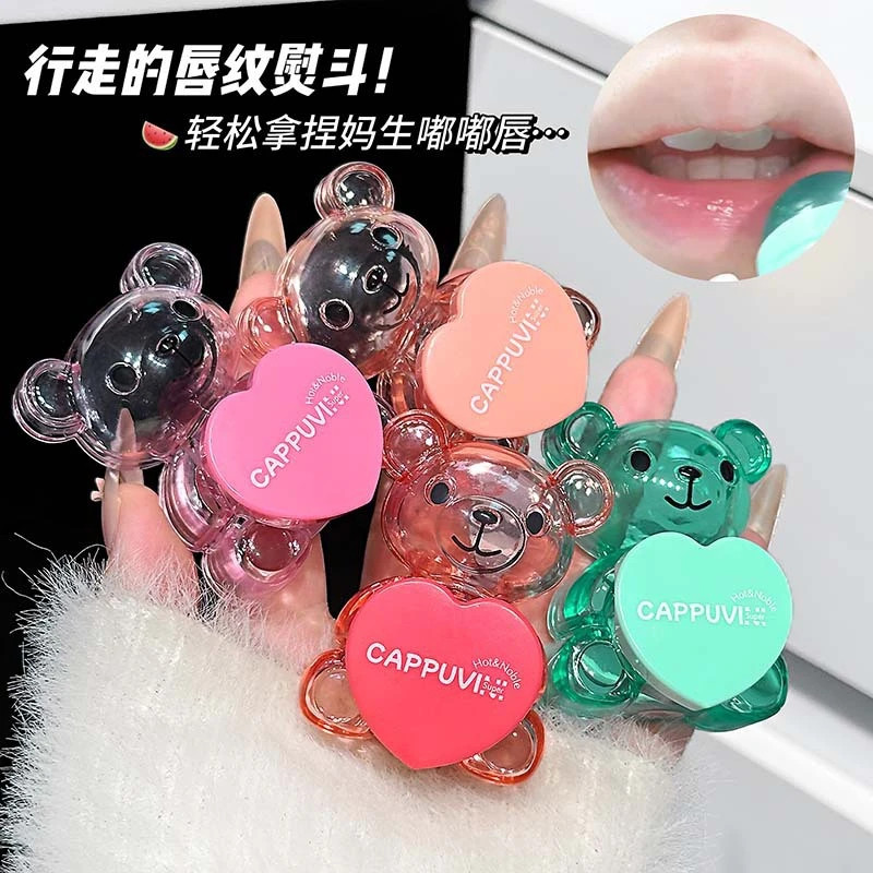 Mom Dudududu Lip ~ Soft Cute Bear Lip Balm Hidratante Não Pegajoso Hidratante Fade Lip Lines Festa de Estudante