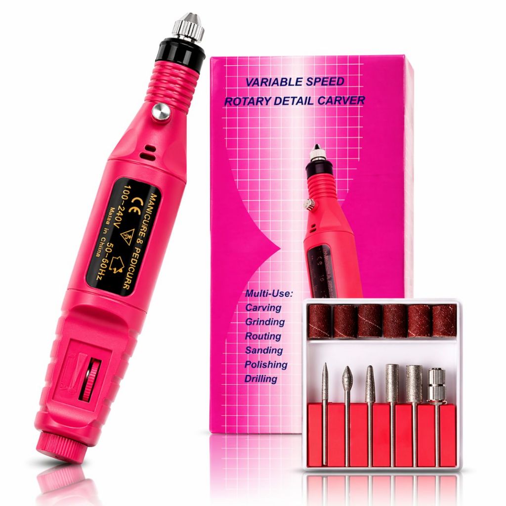 Lixadeira Lixa Elétrica Motor Unha Aparelho Lixador Profissional Bivolt Manicure Motorzinho Rosa