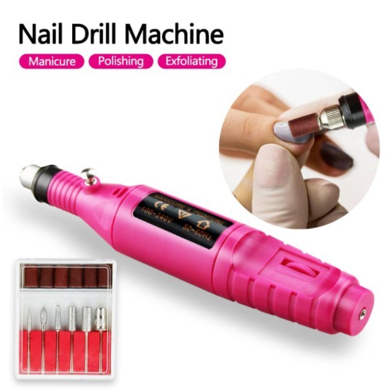 Lixadeira Unha Lixa Elétrica Profissional Bloco Motor Bivolt 110v-220v Portátil Manicure Motorzinho