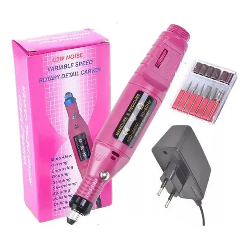 Lixadeira Elétrica Motor Unha Motorzinho Bivolt Portátil Gel Rosa