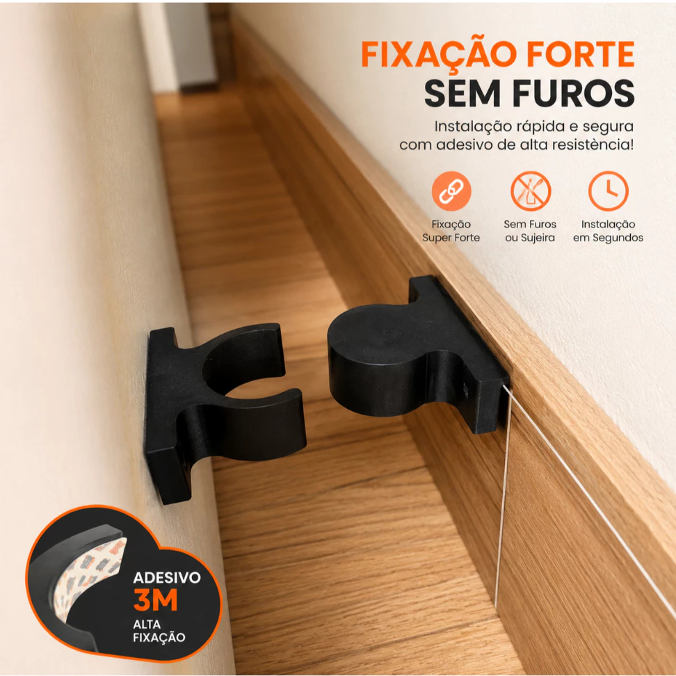 Trava Porta Adesiva 3M Prendedor de Porta Fixador Batente Segura Porta Super Forte Sem Furo Dupla Face
