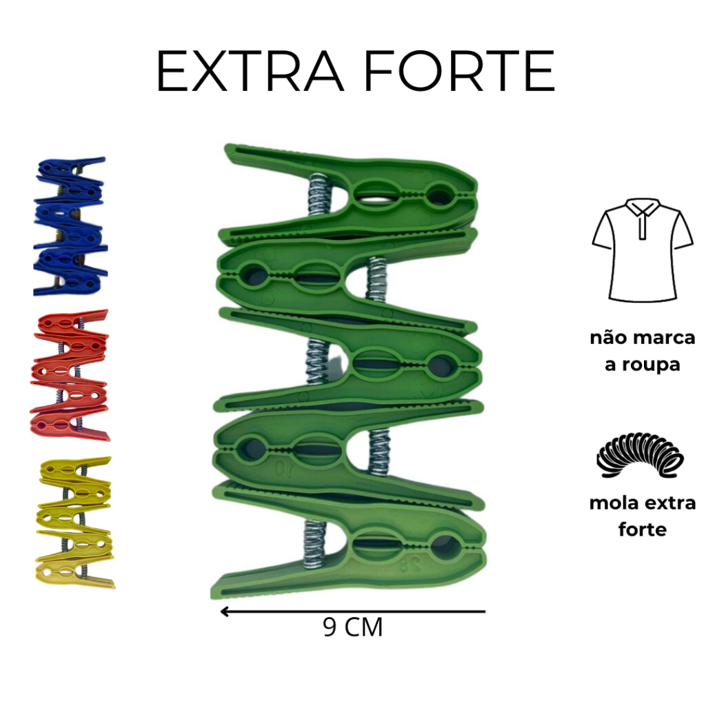 Prendedor de Roupa 60 Un Plástico Extra Forte Econômico