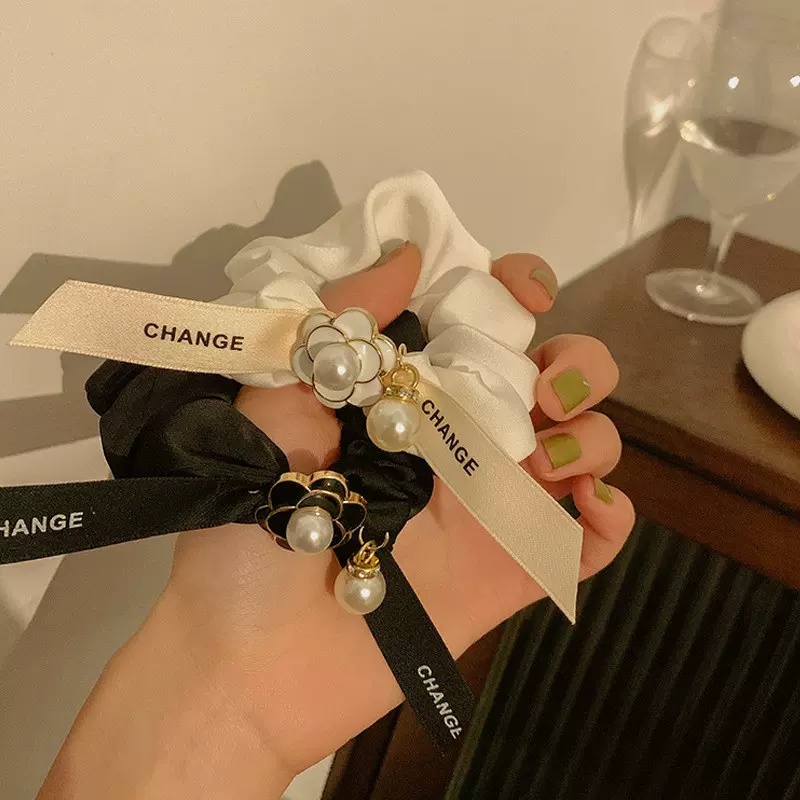 Anel De Cabelo Camellia Pearl Scrunchy ins Influenciador Estilo Coreano Novo Laço Elástico De Borracha Cabeça Corda Acessórios Feminino