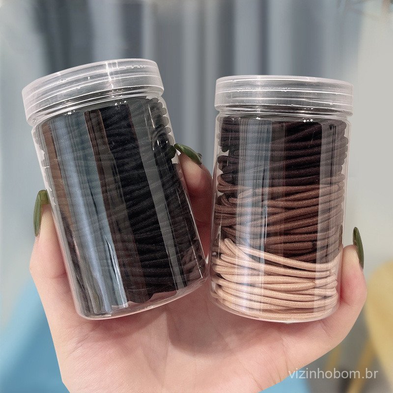 Elásticos de cabelo femininos para o verão, estilo coreano, elásticos pretos, cordas finas para cabelo, pequenos anéis d