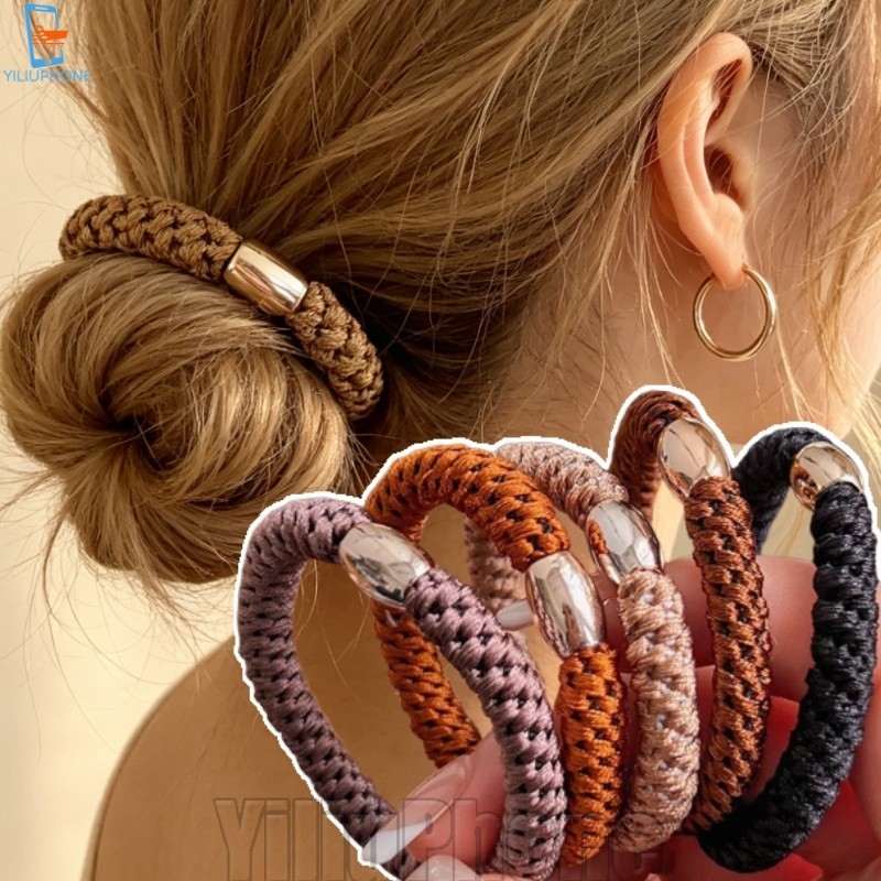 [Bless] 40-10 Unidades De Laços De Cabelo Trançados-Chapéus Coreanos INS-Cordas Antiderrapantes-Corda De Cabeça Elástica