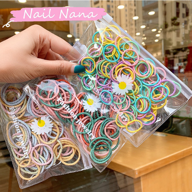 * Nail Nana * 100 Peças De Faixas De Cabelo Para Adultos , Borracha , Não Machucam O , Corda Coreana , Anel
