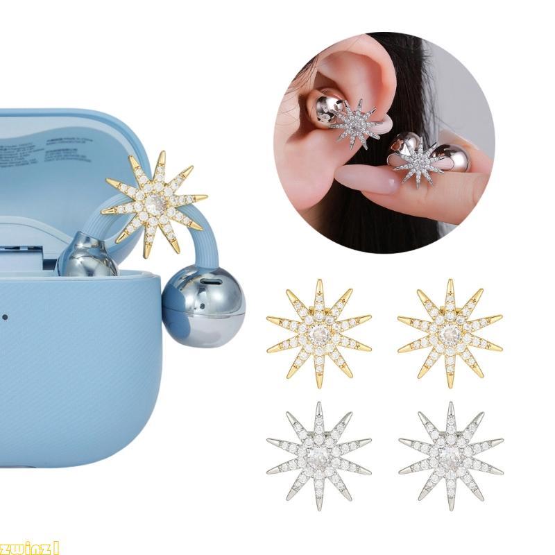 zwinz1 Acessórios De Fone De Ouvido Diamante De Luxo Com Desenhos De Estrela De Oito Pontas Para FreeClip