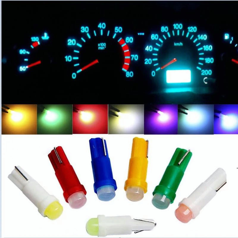 10 Lampadas Painel T5 1 Led Cob Console Carro Porta Odômetro Pinguinho Mosquito Super Branca 12v