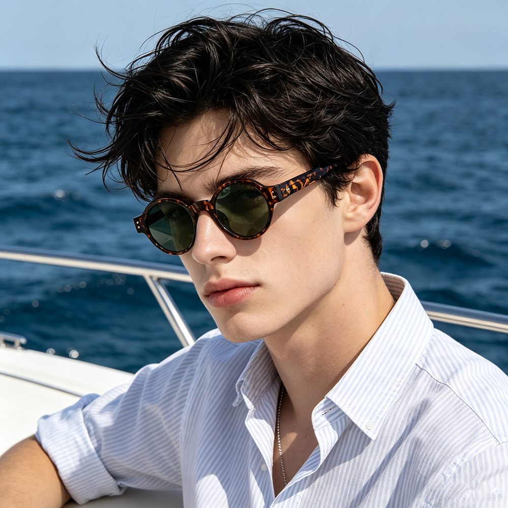 Clássico Retro Óculos De Sol Masculino Feminino Moda Rebite Quadro Redondo Condução Ao Ar Livre UV400 Proteção Tons