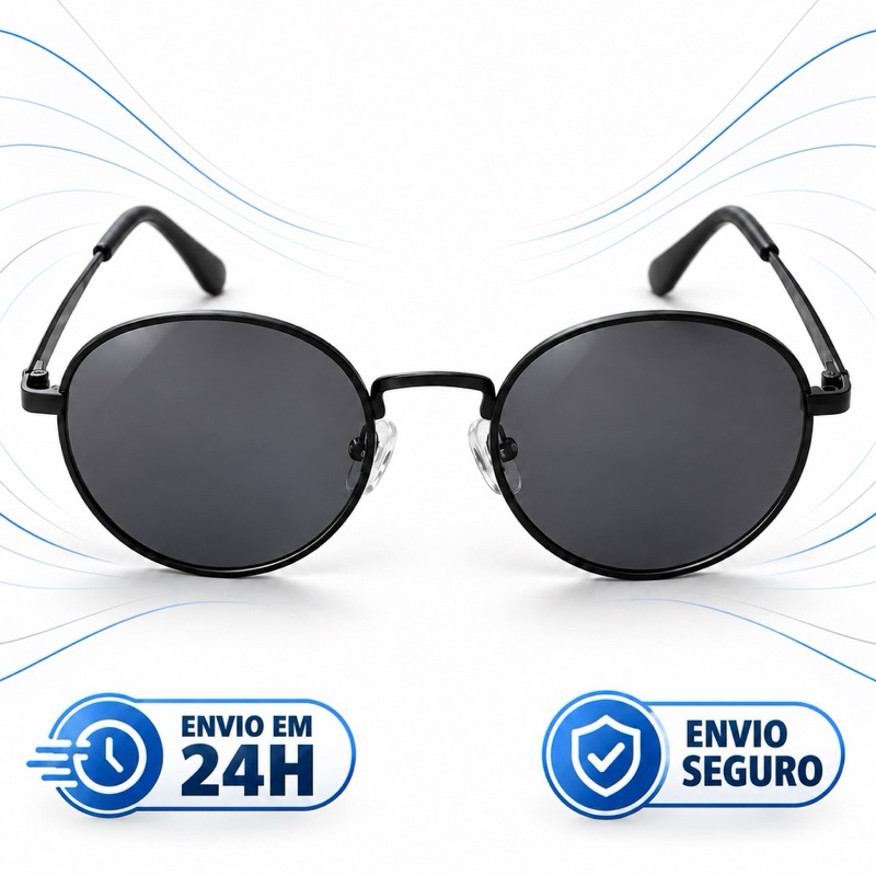 Óculos de Sol Vintage Feminino Masculino Redondo Clássico Retrô Estilo John Lennon Metal