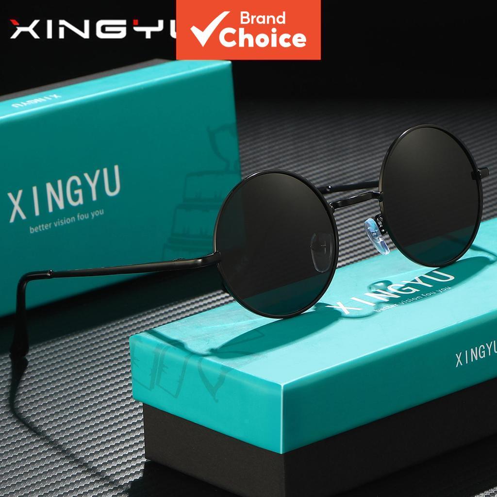 Xingyu Retro Redondo Polarizado Óculos De Sol Das Mulheres Dos Homens Uv400 Ultra Fino Quadro Metal Clássico Círculo Con