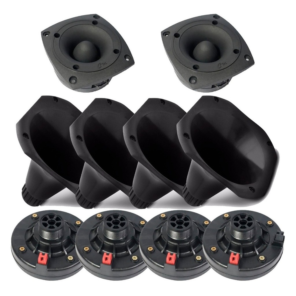 Kit P/ Corneteira 4 Driver + 4 Bocal Cone Cornetas + 2 Super Tweeter Tuiter 720w