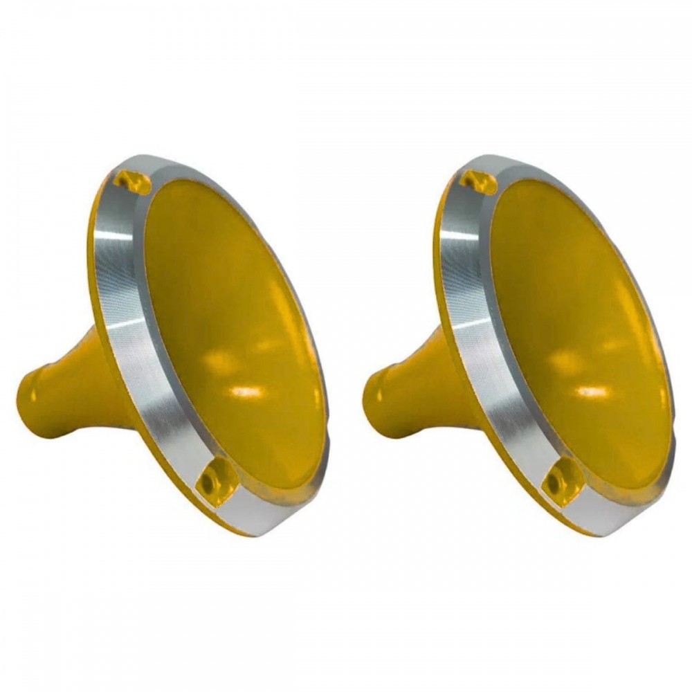 Kit 2 Corneta Cone Curto Rosca Bocal Alumínio Amarelo 14-25 Som