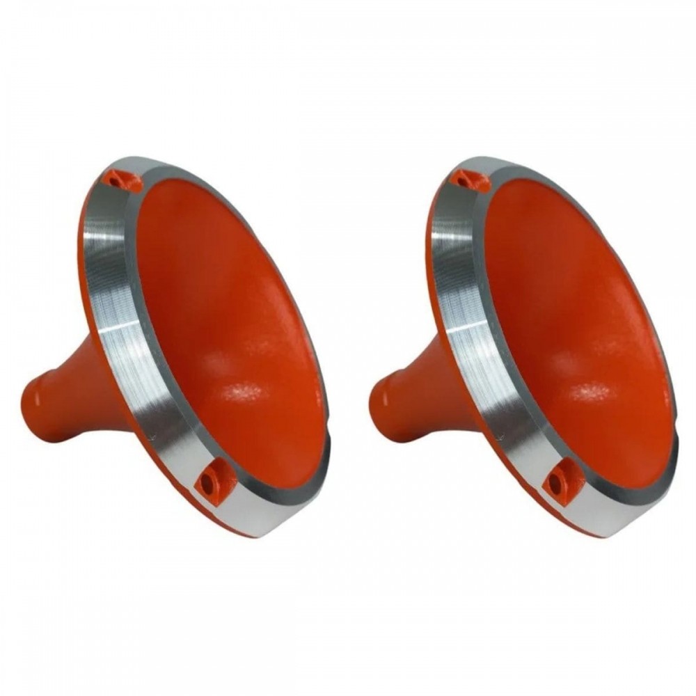 Kit 2 Corneta Cone Curto Rosca Bocal Alumínio Laranja 14-25 Som