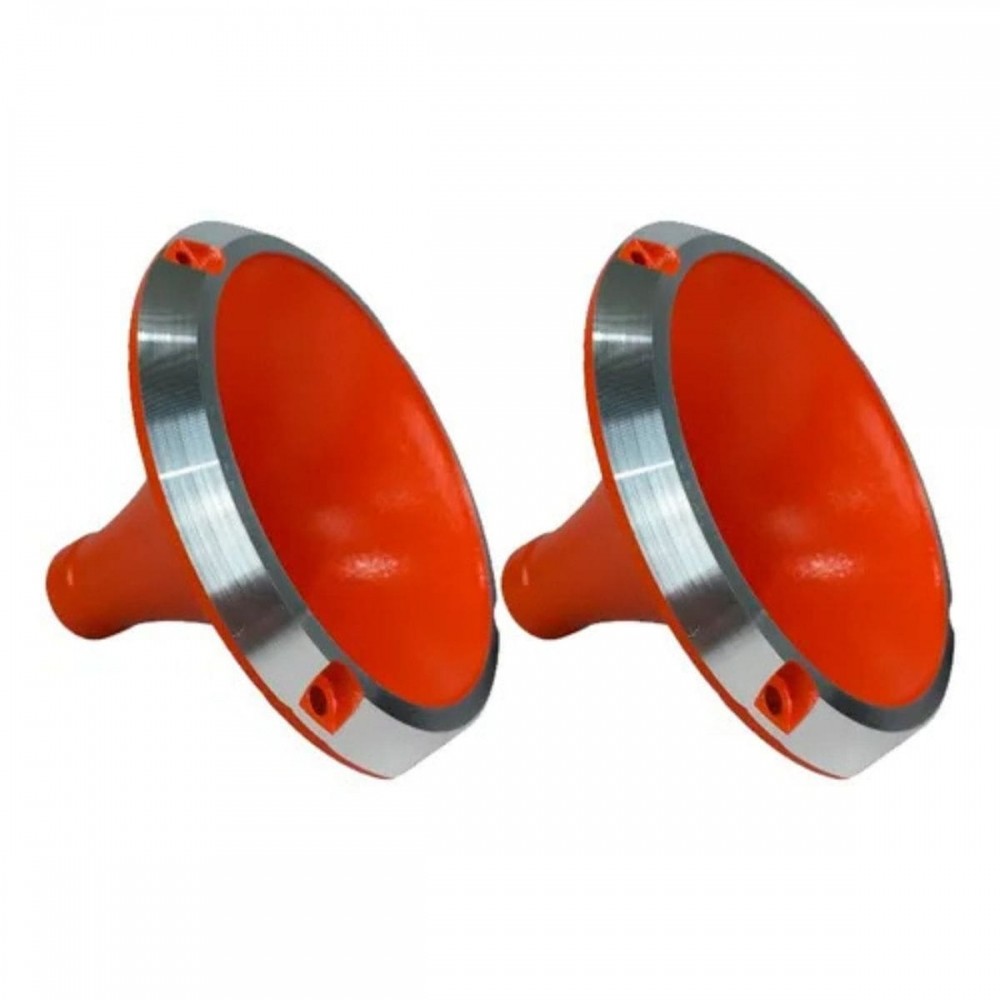 Kit 2 Corneta Cone Curto Rosca Bocal Alumínio Laranja 11-25 Som