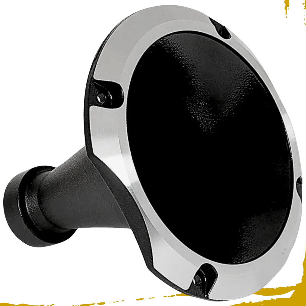 Corneta Cone Curto Rosca Bocal Alumínio Preta Hl 14-25 Som Preto E Branco