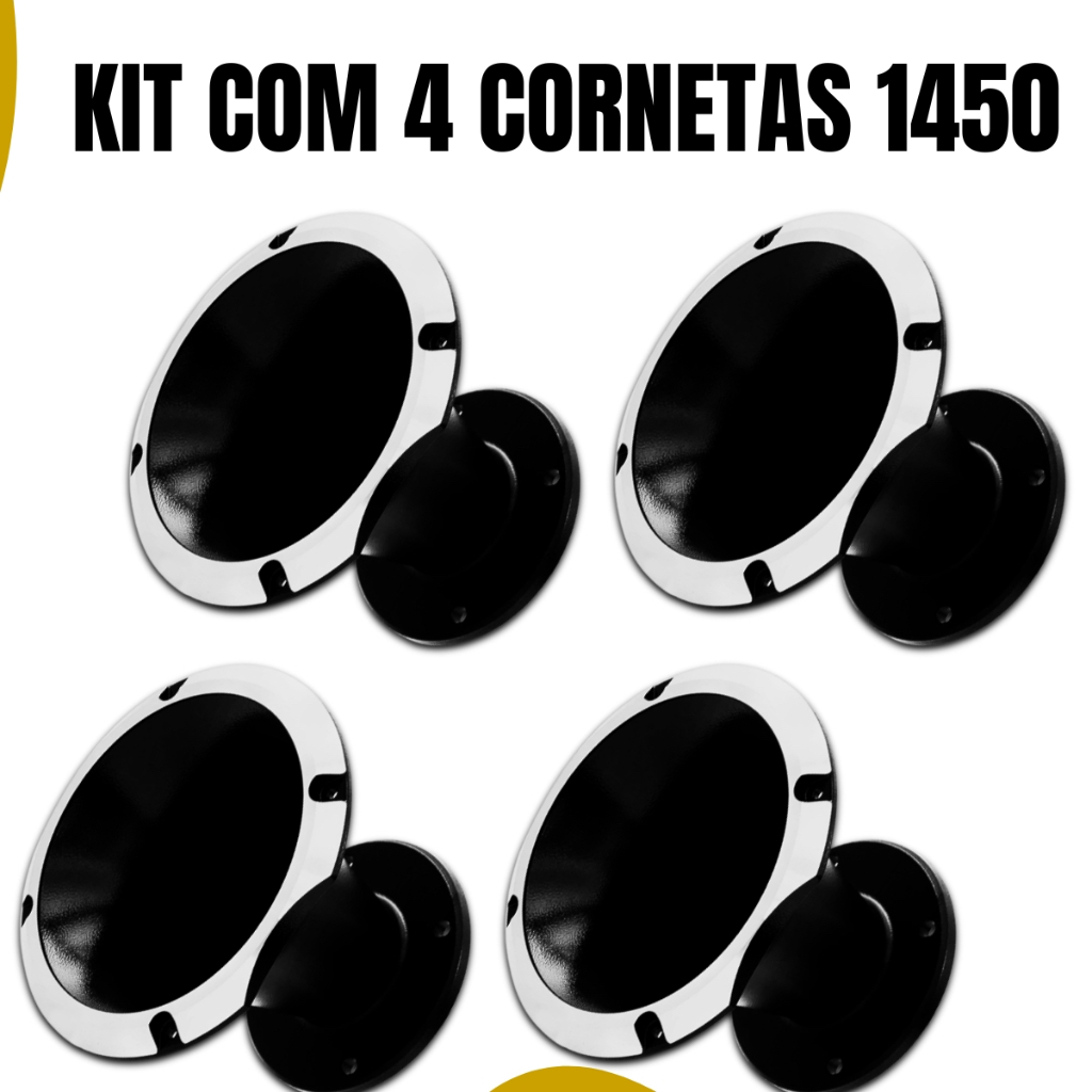 Kit 4 Corneta Aluminio 1450 Cone Curto Boca Com Flange Bocal