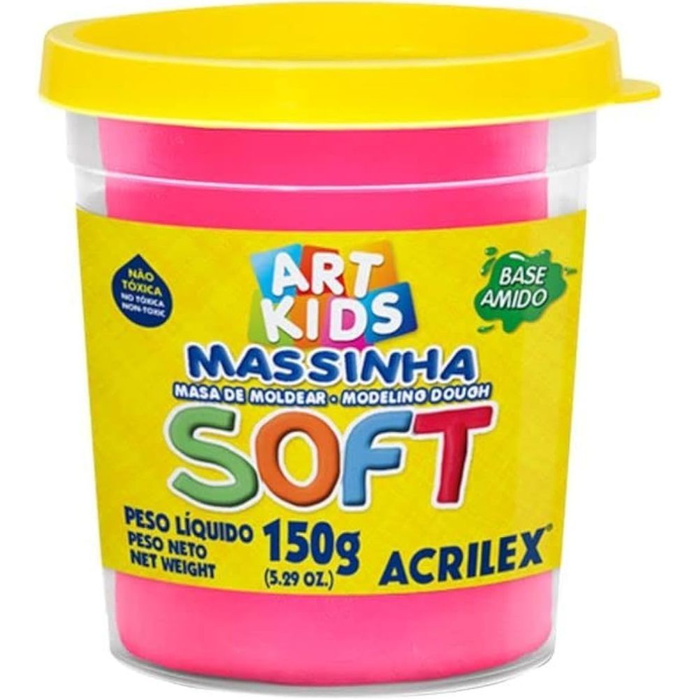 Massinha De Modelar Acrilex Soft Art Kids 150g Rosa Maravilha