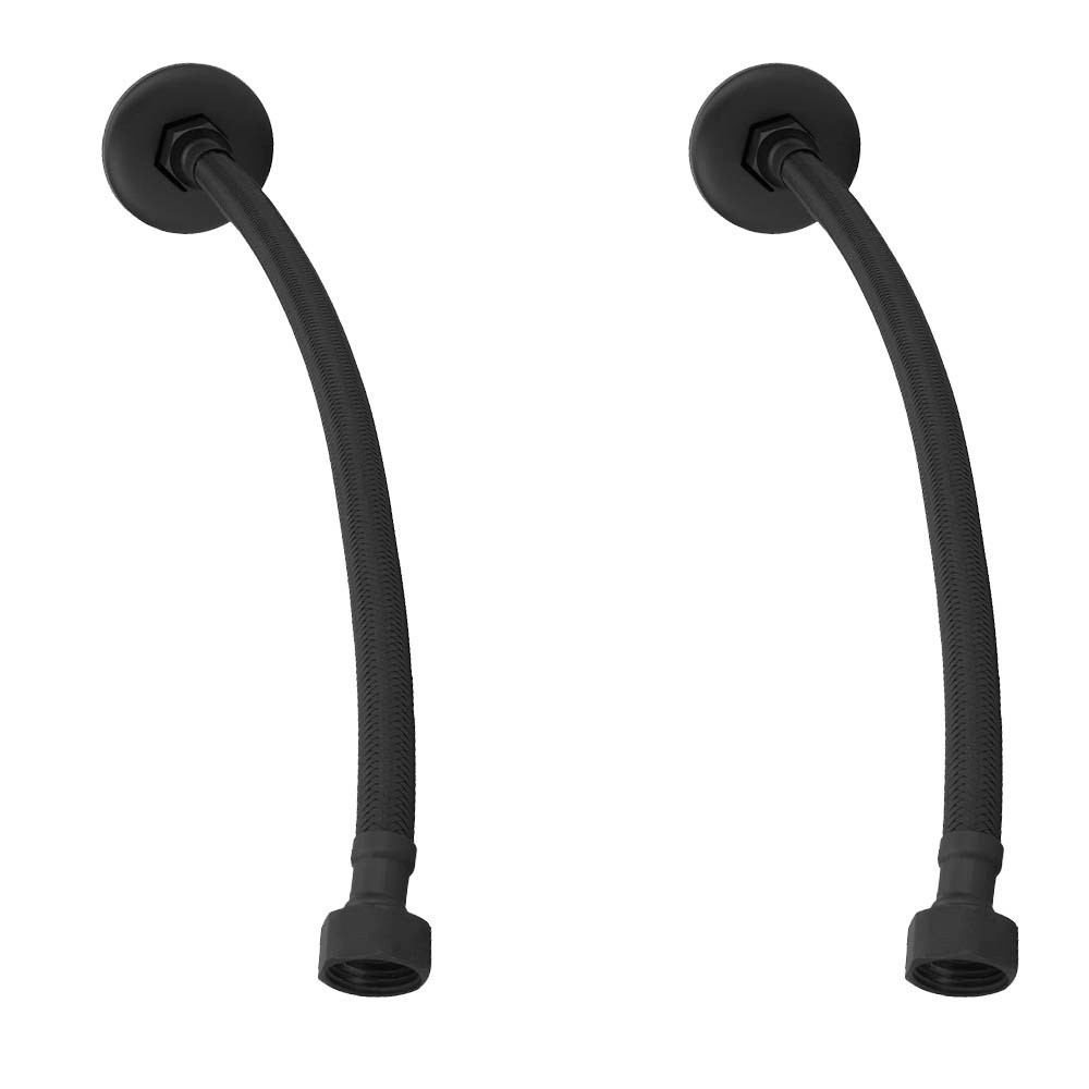 Kit 2 Engate Mangueira Flexível Black Trançado Aço Inox 60Cm Completo Modelar Preto Resistente