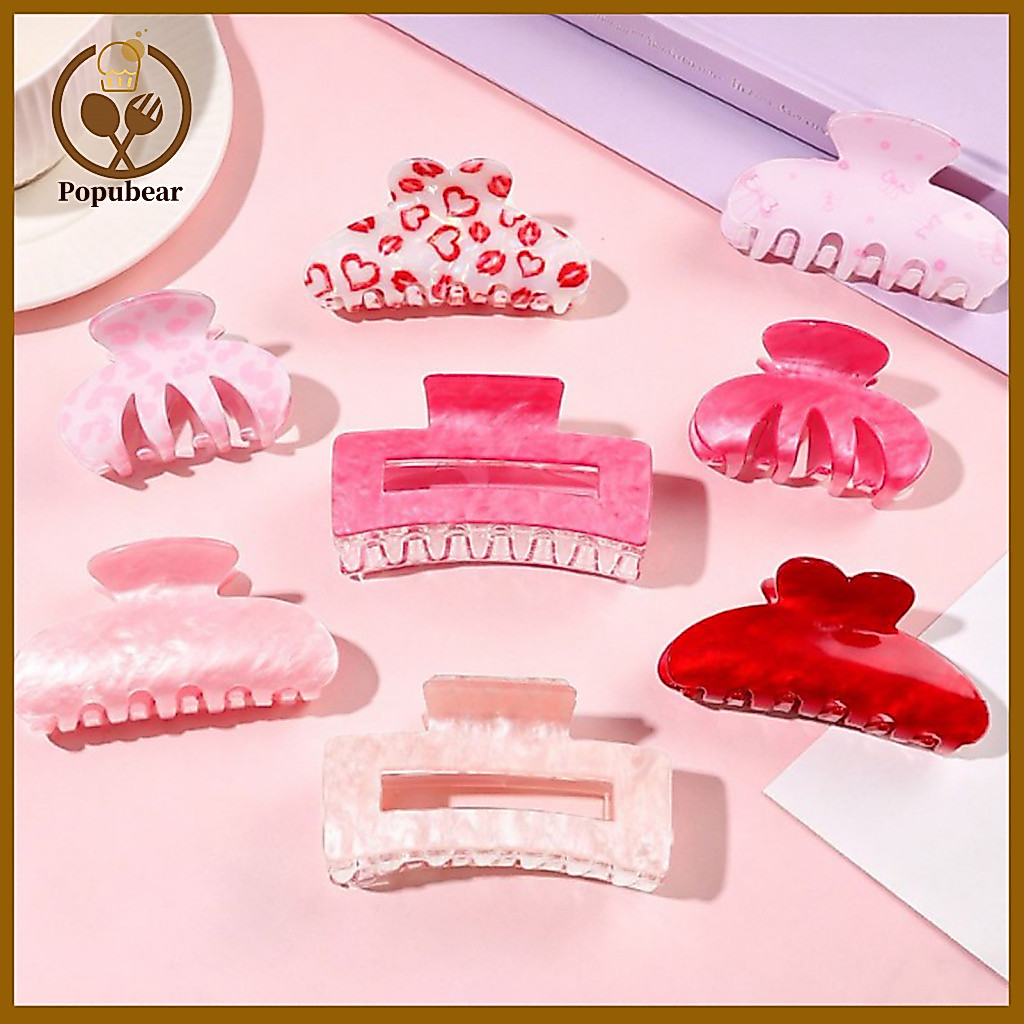 Practical Hair Grip Durable Leopard Print Claw Clip Medium Size Pink Anti-slip Strong Shark Jaw Accessory for Women Girl