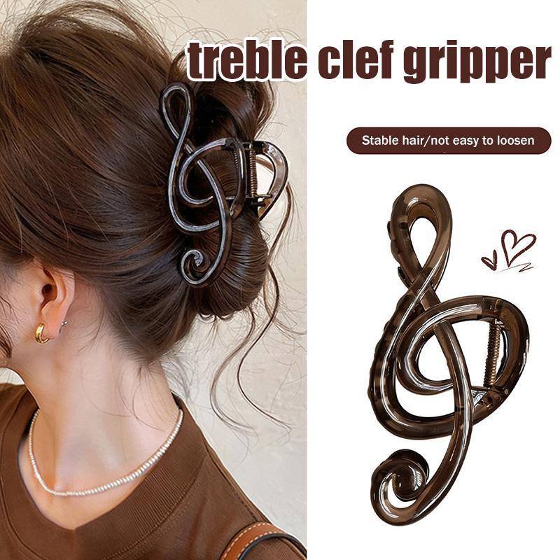 [BG] Mobius Strip Leopard Hair Claw Clip Grande Nota Musical Forma Hairpin Forte Hold Presente Para Mulheres Estilo Diár