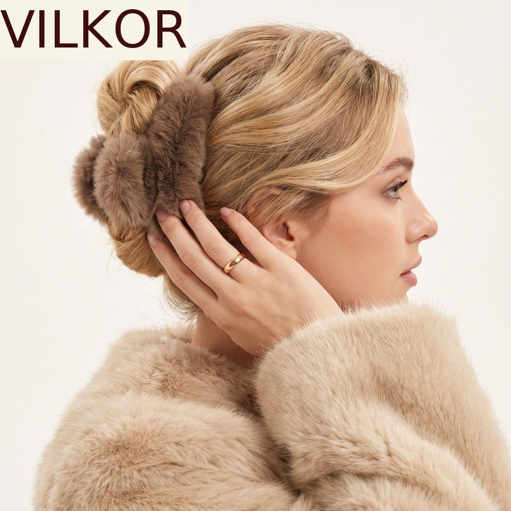 Grampo De Cabelo Grande De Pele Sintética VILKOR , Garra De Pelúcia De Cor Pura , Clipe De Aperto Com Estampa De Leopard