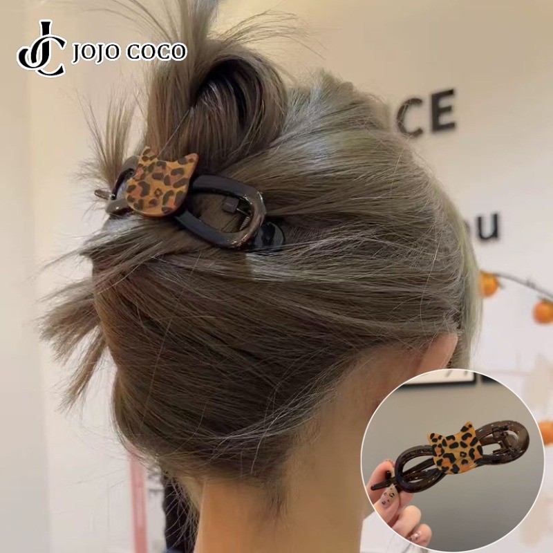 JOJO COCO Leopard Print Cat Scratching Clip E Estilo Doce Legal Acessórios De Grampo De Cabelo Feminino