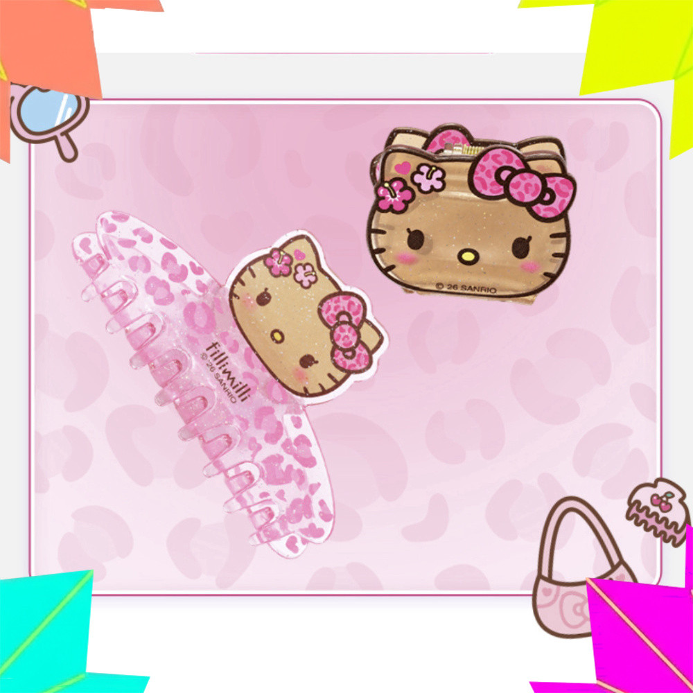 [Hellokitty Leopard Edition] Grampo De Garra De Cabelo 2 Tipos