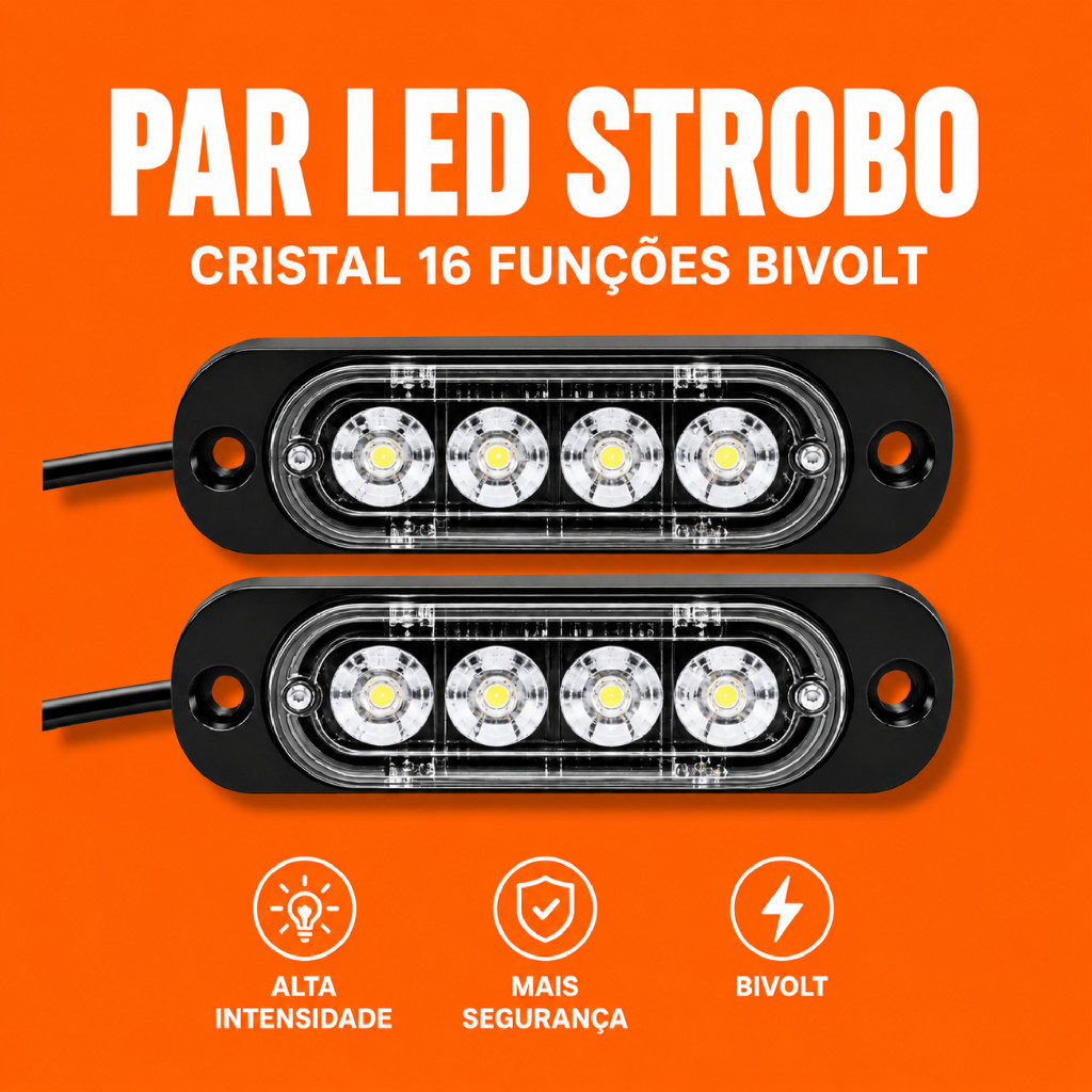Par Led Strobo Giroflex Viatura Guincho Carro Caminhão