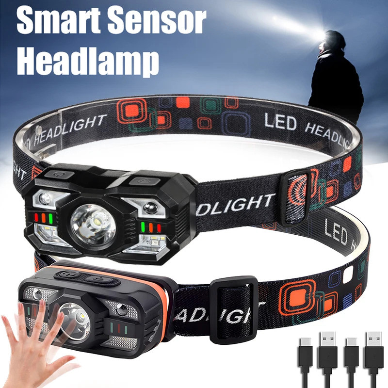 LED outdoor strong bald head light with COB rechargeable head mounted light, cycling night fishing running light