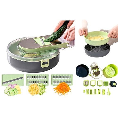 Ralador Redondo Multifuncional Cortador Vegetais Legumes Frutas 15 Peças Kit Cozinha