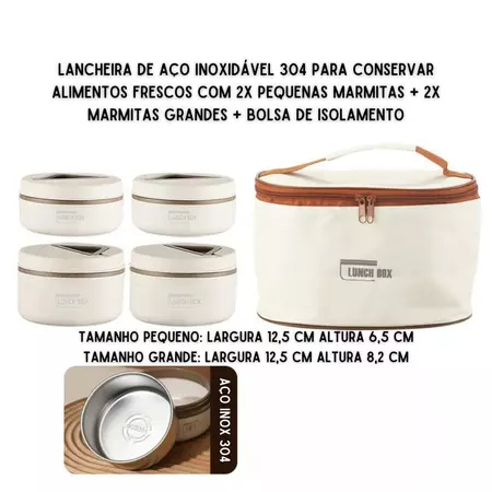 Recipiente térmico portátil multifuncional de aço inoxidável 304, com vedação e design redondo, ideal para almoço.