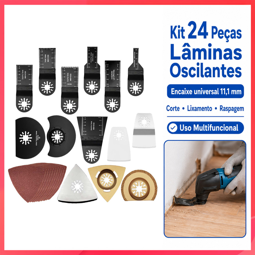 Lâmina de serra de corte vibratória Universal, conjunto de 24 peças, furo redondo, 11.1mm, acessórios multifuncionais pa