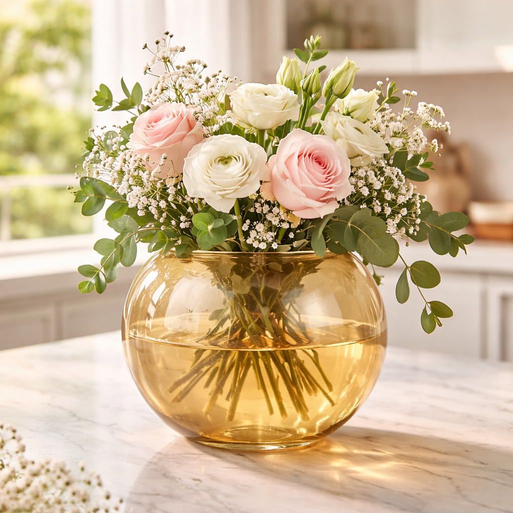 Vaso Aquário de vidro redondo Liso Elegante Aquário multifuncional Peixe Plantas Terrários