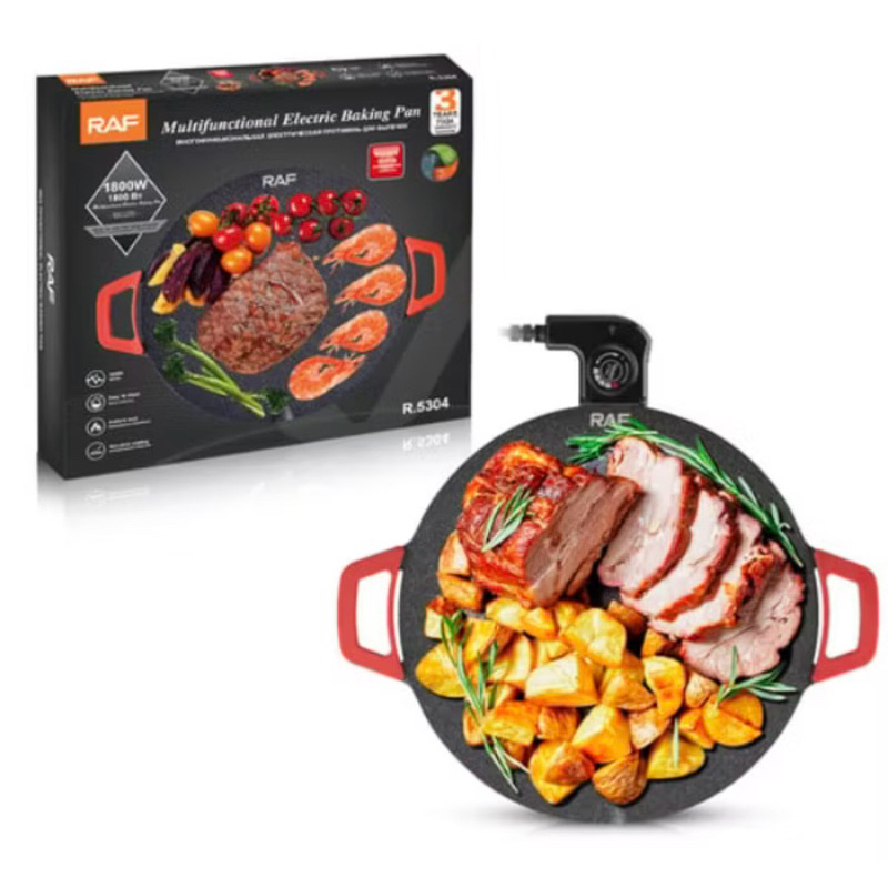 Grill Eletrico/churrasqueira Redondo Multifuncional Antiaderente Alumino Fundido Alcas 1800W 220V