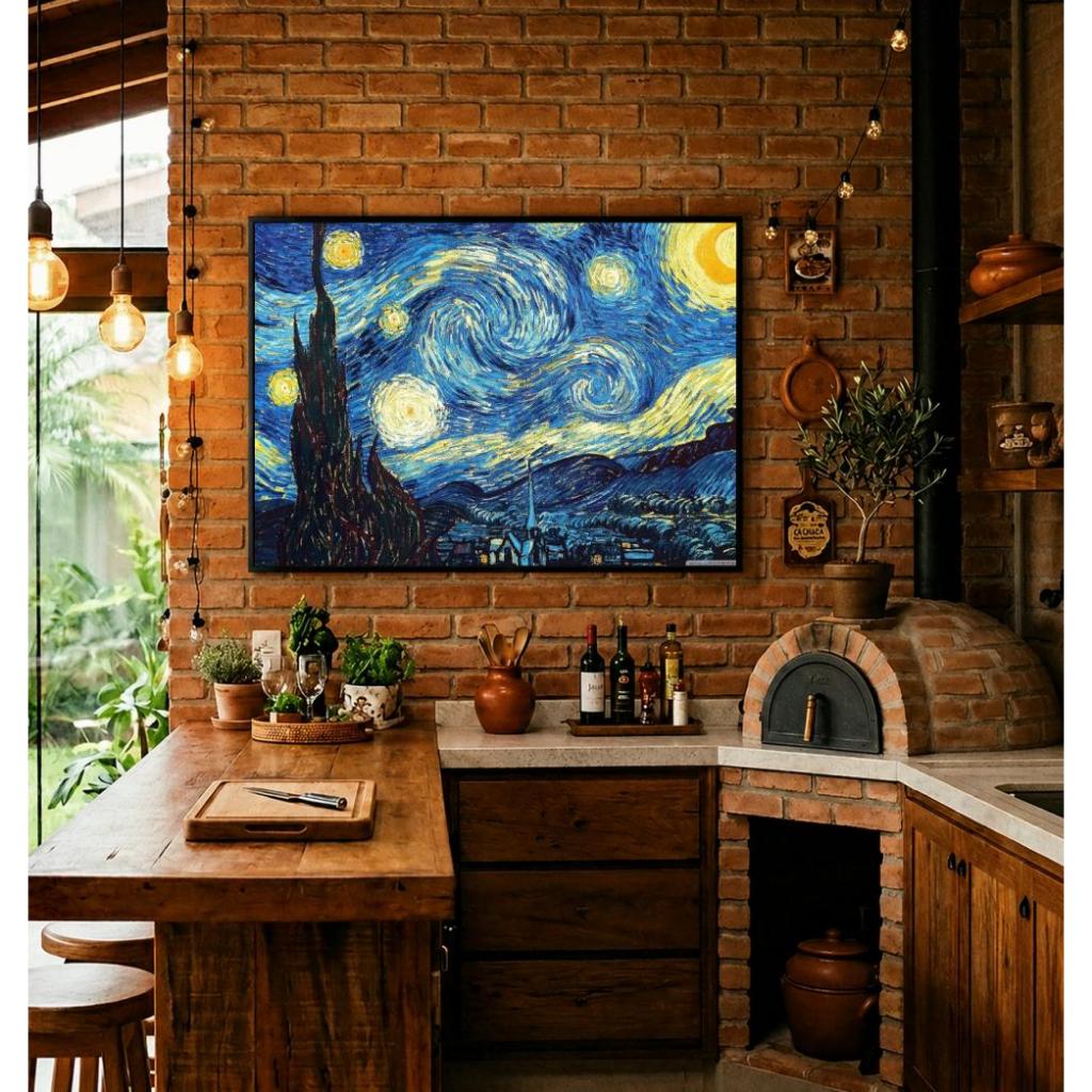 decoração Quadro arte Van gogh noite estrelada Emoldurado 70X50 E 60X40