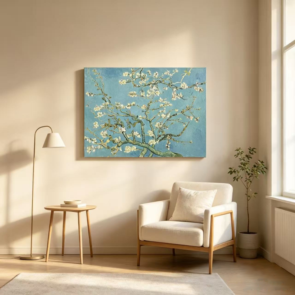 Vincent van Gogh Arte De Parede Em Tela Emoldurada Flor De Amêndoa , Pós-Impressionismo Reprodução Clássica De Pintura A