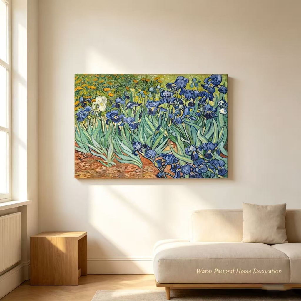 Vincent van Gogh Irises Arte De Parede Em Tela Emoldurada , Pintura A Óleo Floral Pós-Impressionismo , Decoração De Flor