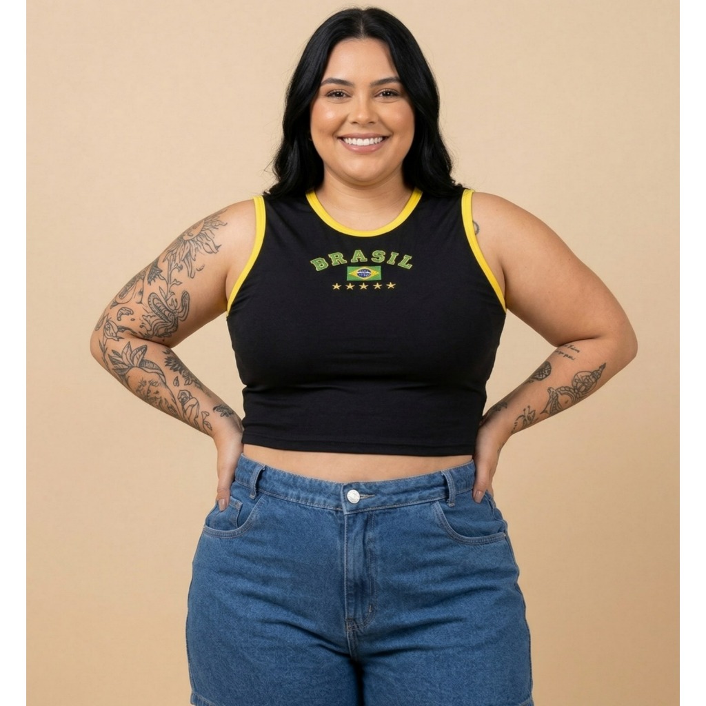 Cropped Suplex Plus Size Brasil Copa Do Mundo Feminino