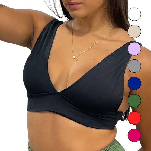 Top Cropped Feminino Alça Grossa Decote V Estiloso Suplex Premium Tecido Duplo Duda