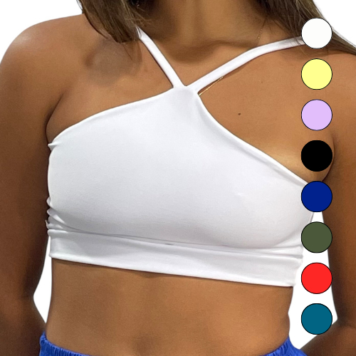 Top Cropped Frente Única Cruzado Feminino Fitness Academia Duplo Sem Bojo Suplex Premium