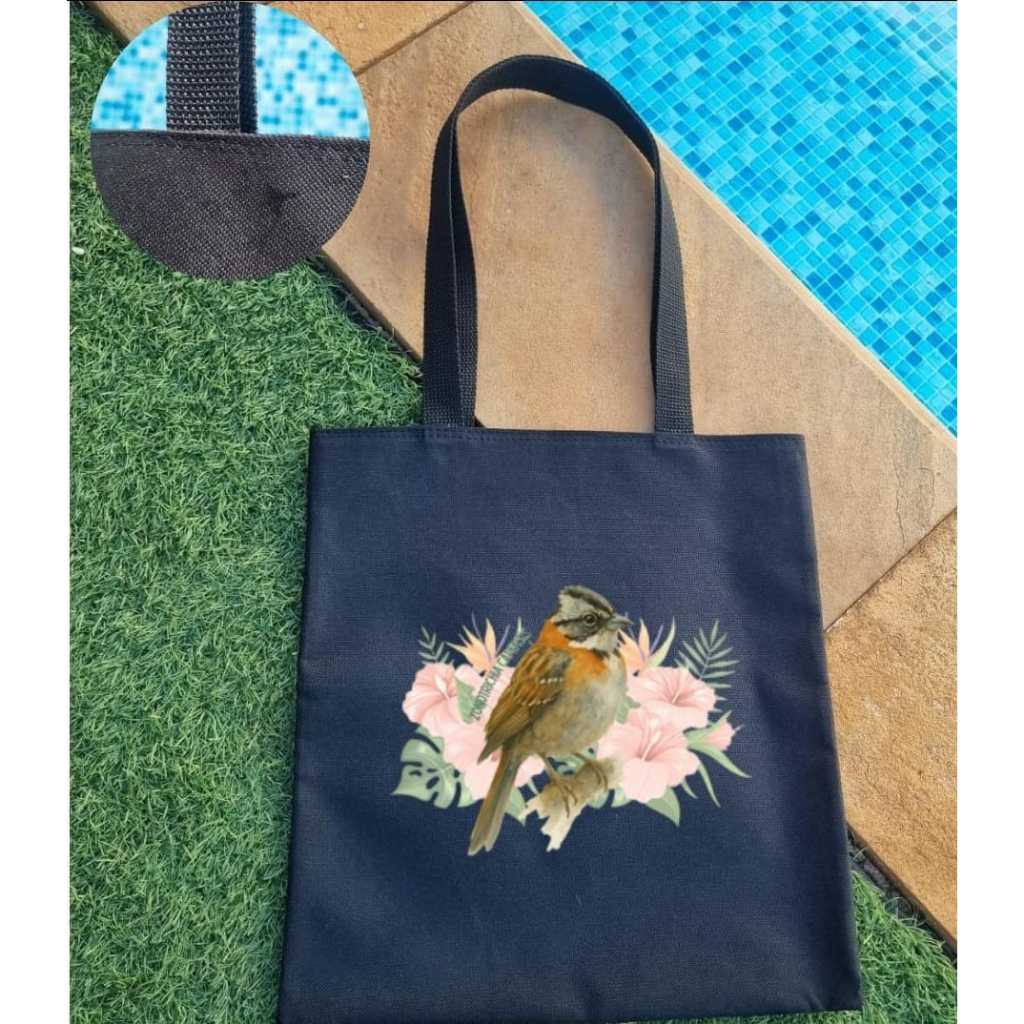 bolsa ecobag de lona impermeável e de alta resistente pássaros da Amazônia TICO TICO