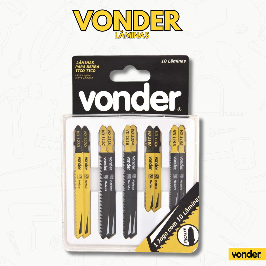 10 Lâminas Para Serra Tico-Tico Encaixe T Vonder Cortes Rápidos Precisos Oferta Premium Resistente