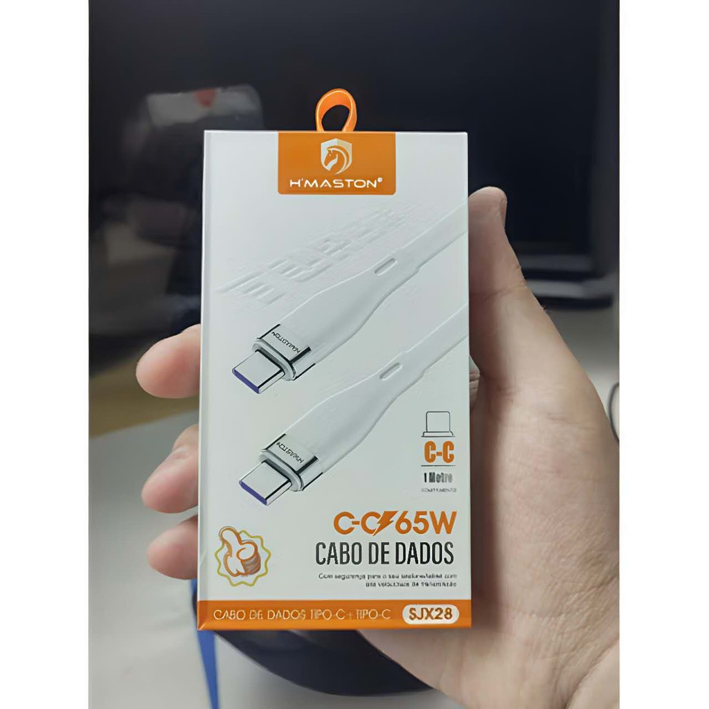 Cabo Tipo C para Tipo C H'Maston SJX-28 – Carregamento Turbo 65W Ultra Rápido e Original