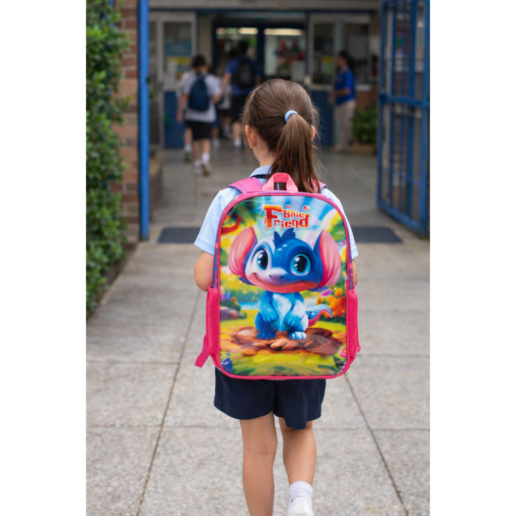 Mochila Infantil de Costa Blue Friend - Acabamento em Azul ou Rosa - ENVIO SORTIDO