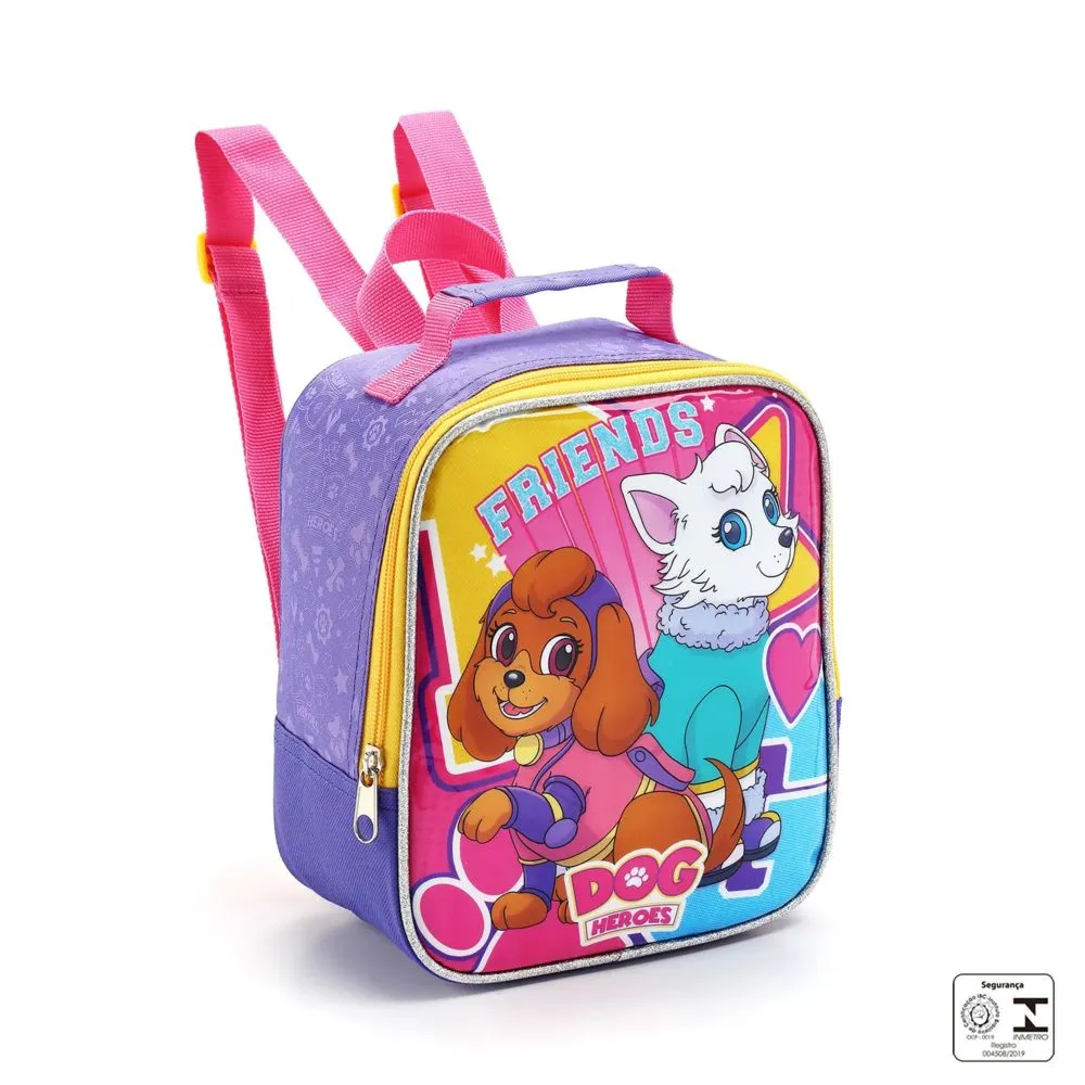 Lancheira Escolar Dog Heroes Friends Seanite Rosa