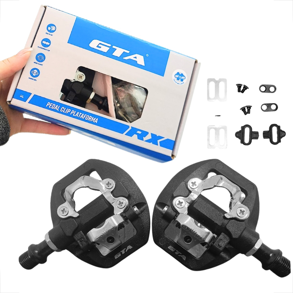 Pedal Clip Plataforma Mtb Rolamento Selado Gta Tacos Spd Eixo Crmo Bicicleta Encaixe Sapatilha Peças