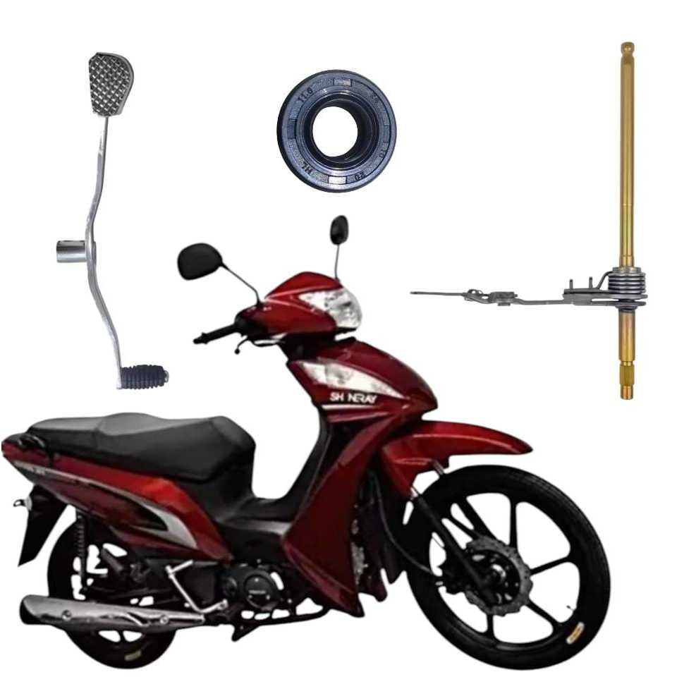 EIXO SELETOR MARCHA+PEDAL MARCHA+RETENTOR SHINERAY JET/PHOENIX+