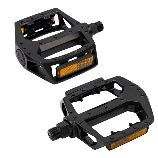 Pedal de Alumínio GTA Preto Plataforma com Refletivo Rosca Grossa 9/16 Com Esferas, Eixo Aço