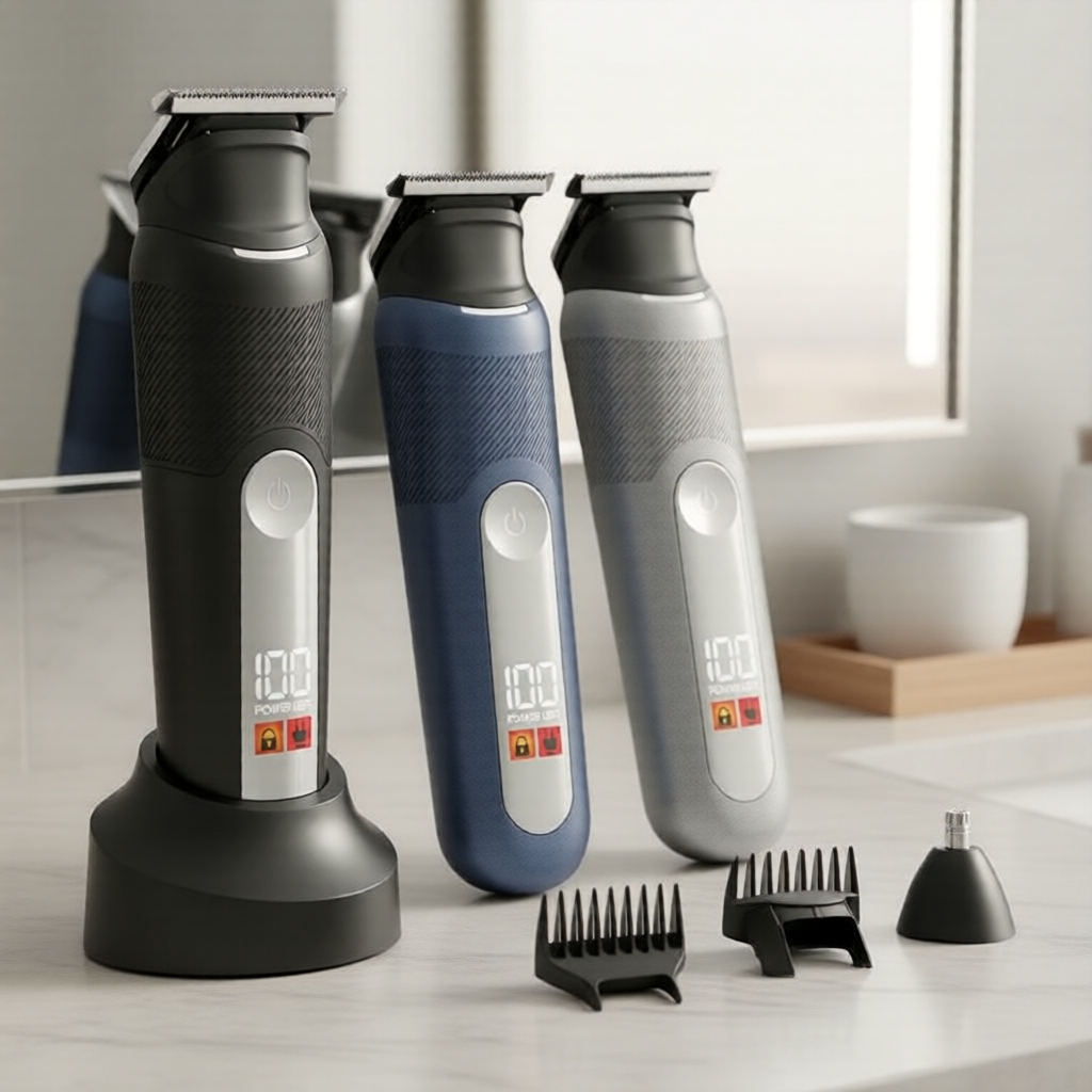 Conjunto de cuidados masculinos 5 em 1, aparador de cabelo à prova d'água IPX6, bateria de 600mAh, com display LED e